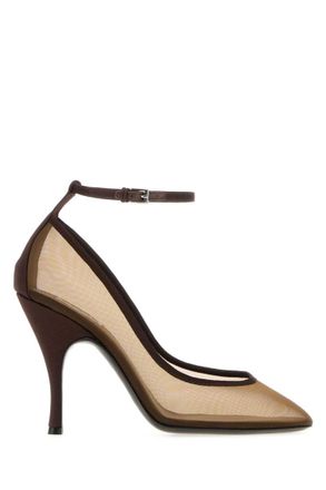 Alaia Brown Ankle-strap Mesh Pumps