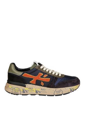 Premiata Navy Olive Green Graphic Sneakers