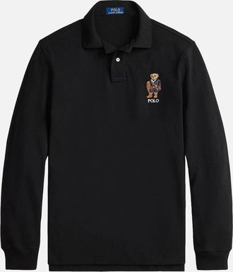 Polo Ralph Lauren Mens Polo Ralph Lauren LS Mesh Polo Shirt 002 Polo Black Holiday Bear - Size: 42