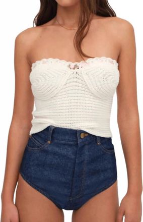 For Love & Lemons Kelsey Crochet Top In White