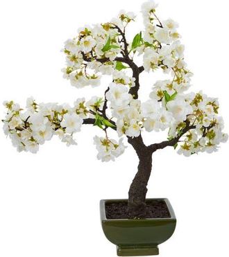 Nearly Natural Cherry Blossom Bonsai Artificial Tree in White at Nordstrom