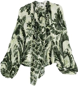 F.R.S. For Restless Sleepers Zijden Bedrukte Groene Blouse - Dames - Blouses - Groen - S - Overhemden