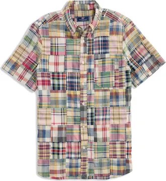 Vineyard Vines Patchwork Madras Button Down Shirt in Multi Patchwork at Nordstrom, Size Xx-Large