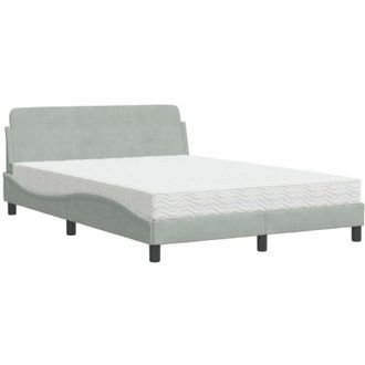 vidaXL Cama Con Colch&oacute;n Dover Terciopelo Gris Claro 140x200 Cm Vidaxl