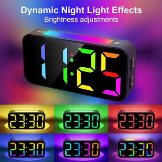 OEM Reloj Despertador Digital - Reloj Despertador Rgb Para Dormitorio - Reloj Despertador Digital Con Fuente De Alimentaci&oacute;n Y Luz Nocturna De 8 Colores -