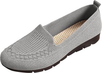 Generic Womens Flat Shoes Knitted Ballet Shoes Round Toe Classic Solid Color Breathable Lightweight Comfortable Slip On Ballet Flats Casual Daily Gray