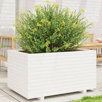 vidaXL Jardinera Madera Maciza De Pino Blanco 90x60x49,5 Cm Vidaxl