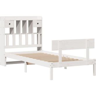 vidaXL Cama Con Estanter&iacute;a Sin Colch&oacute;n Madera Maciza Blanca 75x190 Cm Vidaxl