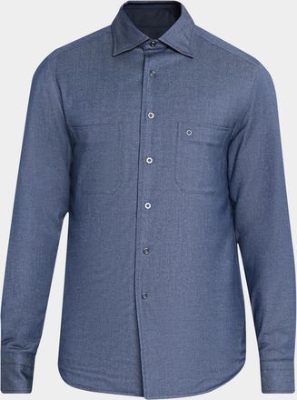 Stefano Ricci Men & apos;s Reversible Denim-Effect Overshirt