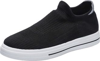 Generic Slip-on trainers, mens casual shoes, breathable knitted upper, slip on shoes, mesh stretch trainers, flat sole, walking shoes, plain sports shoes, lig
