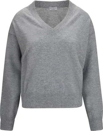 Brunello Cucinelli Gray Cashmere Womens Sweater