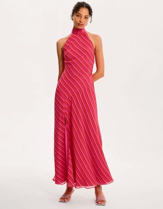 Omnes Womens Elsie Striped Dress in Pink and Orange - Size: 14