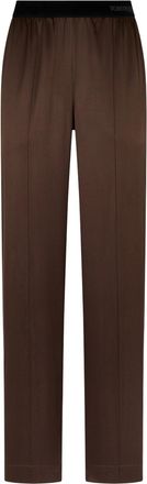 Tom Ford BROWN STRETCH SILK SATIN TROUSERS - Tom Ford - Woman