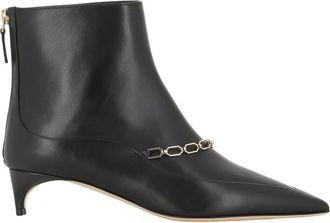 Malone Souliers Zwarte leren puntige laarzen - Dames - Laarzen met Hak - Zwart - 38 1/2 EU - Schoenen