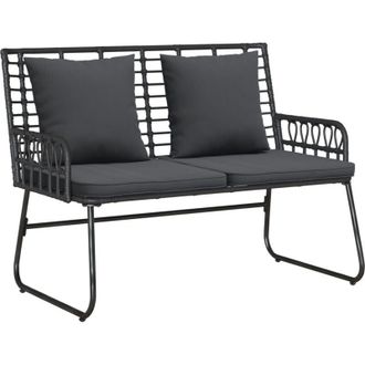 vidaXL Garden Bench Black, Anthracite Poly rattan, steel Vidaxl