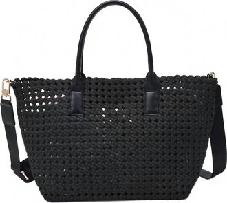 Sol and Selene Womens Solstice Hand Woven Knot Tote Bag In Black