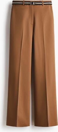 H&M Belted Bootcut Trousers in Brown at Nordstrom, Size 14