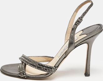 Jimmy Choo London Metallic Leather Hepsie Slingback Sandals