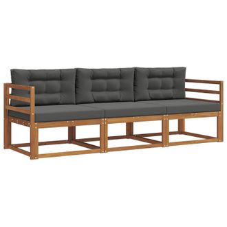vidaXL Conjunto De Sof&aacute;s De Exterior 3 Pcs Natural Y Antracita Vidaxl