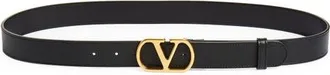 Valentino VLOGO Buckle Signature Leather Belt in Black at Nordstrom, Size 110