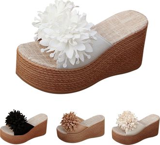 Generic Platform Wedge Sandals for Women UK Heels Open Toe Retro Non Slip Comfy Ladies Summer Flat Thick Cushion Reduces Stress on Feet Joints & Back Post-Exe