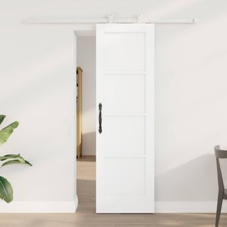 Berkfield Home Sliding Door with Hardware Set White 61x198, 5 cm Solid Wood Pine