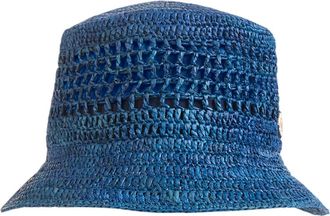 Bruno Magli Straw Crochet Bucket Hat in Blue at Nordstrom Rack