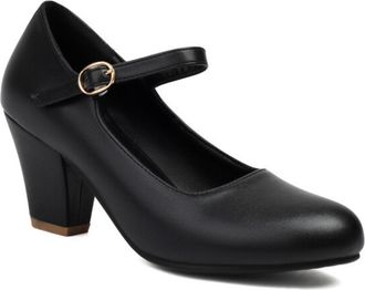 Generic Womens PU Leather Suede Mary Jane Pumps Adjustable Gold Buckle Ankle Strap Round Toe Chunky Block Heel Non Slip Durable Comfortable Fashion Daily Shoe