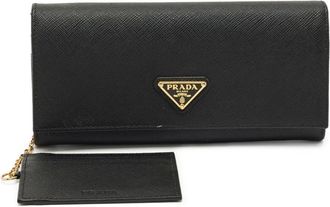 Prada Portafoglio continental con logo - Nero