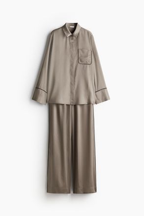 H&M Satinpyjama - Brown