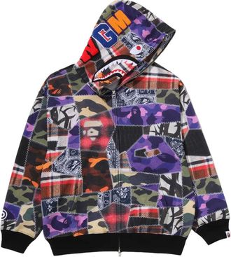 A Bathing Ape Crazy Patch Shark Full Zip Hoodie Multicolor 0ZXSWM317151RMLX