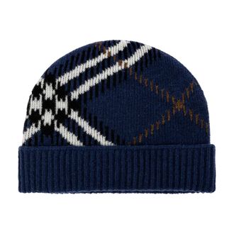 Burberry Berretto in misto cashmere a quadri - - Accessories - unisex - Blu - ONE SIZE