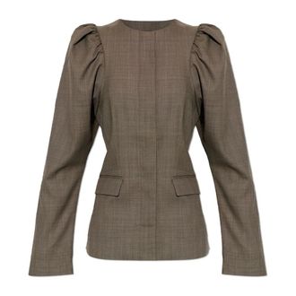 Ganni Blazer con Hombros Drapeados - Jackets - Mujer - Marr&oacute;n - XS