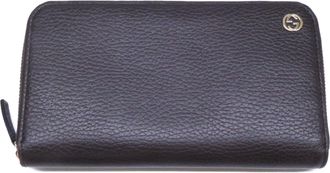 Gucci Dark Brown Leather Long Wallet (Bi-Fold) (Pre-Owned)