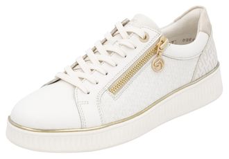 Remonte Plateausneaker REMONTE, Damen, Gr. 36, weiss (sanftes wei&szlig;, goldfarben), Leder, Lederimitat, Schuhe Plateausneaker, Freizeitschuh, Halbschuh, Schn&uuml;rer