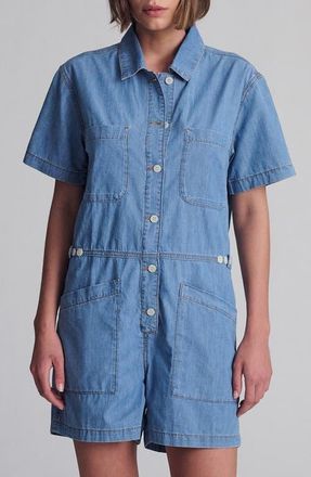 Mavi Noreen Denim Romper in Mid Vintage Light Denim at Nordstrom, Size X-Large