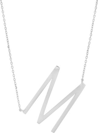 MAX + STONE 10k Yellow or White Gold Large Sideways Block Letter Initial with Cable Chain