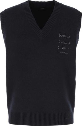 We11done logo-embellished vest - men - Cotton/Nylon/Cashmere - M - Blue