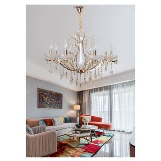 Trade Shop Trade Shop Traesio - Trade Shop - Lampadario A Sospensione Soffitto Classico 8 Bracci E14 Effetto Cristallo A60-8