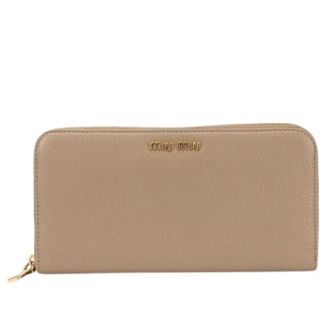 Miu Miu Pre-owned Leren Portemonnee - Dames - Vintage Accessoires - Beige - ONE Size - Leer - Vintage