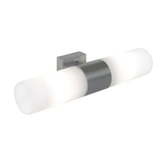 Nordlux Aplique de pared 2 luces para ba&ntilde;os plateado con difusor de cristal