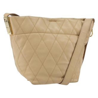 Givenchy Gv Bucket Quilted Leather Beige Leather Handbag (Pre-Owned)