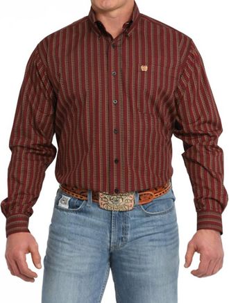 Cinch Mens Shotgun Shell Print Button Down Western Shirt In Red/multi