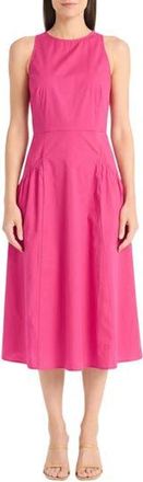 Maggy London Jewel Neck Gathered Dress in Pink Flambe at Nordstrom Rack, Size 18 (Similar To 16W)