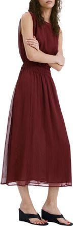 Mango Sleeveless Gathered Waist Dress in Burgundy at Nordstrom, Size 8