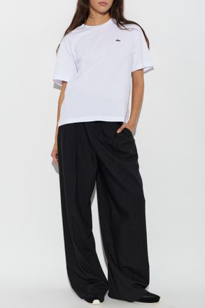 Lacoste T-shirt With Logo Patch, Womens, White