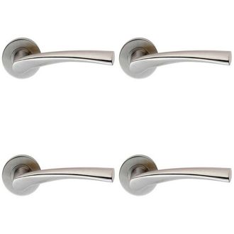 Loops 4x PAIR Twisted Angular Design Handle on Round Rose Concealed Fix Satin Steel in Metallics