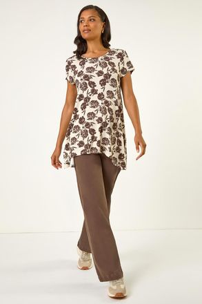 Roman Floral Print Hanky Hem Top
