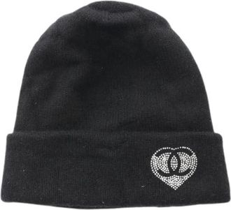 Chanel Pre-owned Accessories, female, Black, Size: ONE SIZE Pre-owned Camellia Logo Cashmere Knit Cap