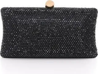 Badgley Mischka Nia Fully Crystal Beveled Minaudiere in Black at Nordstrom, Size Small